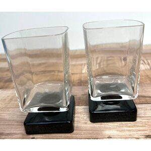 Set Of 2 Disaronno Branded Square Glasses With Black Base